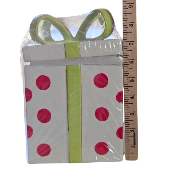 Red Polka Dot Christmas Present Cookie Jar - Picture 3 of 8
